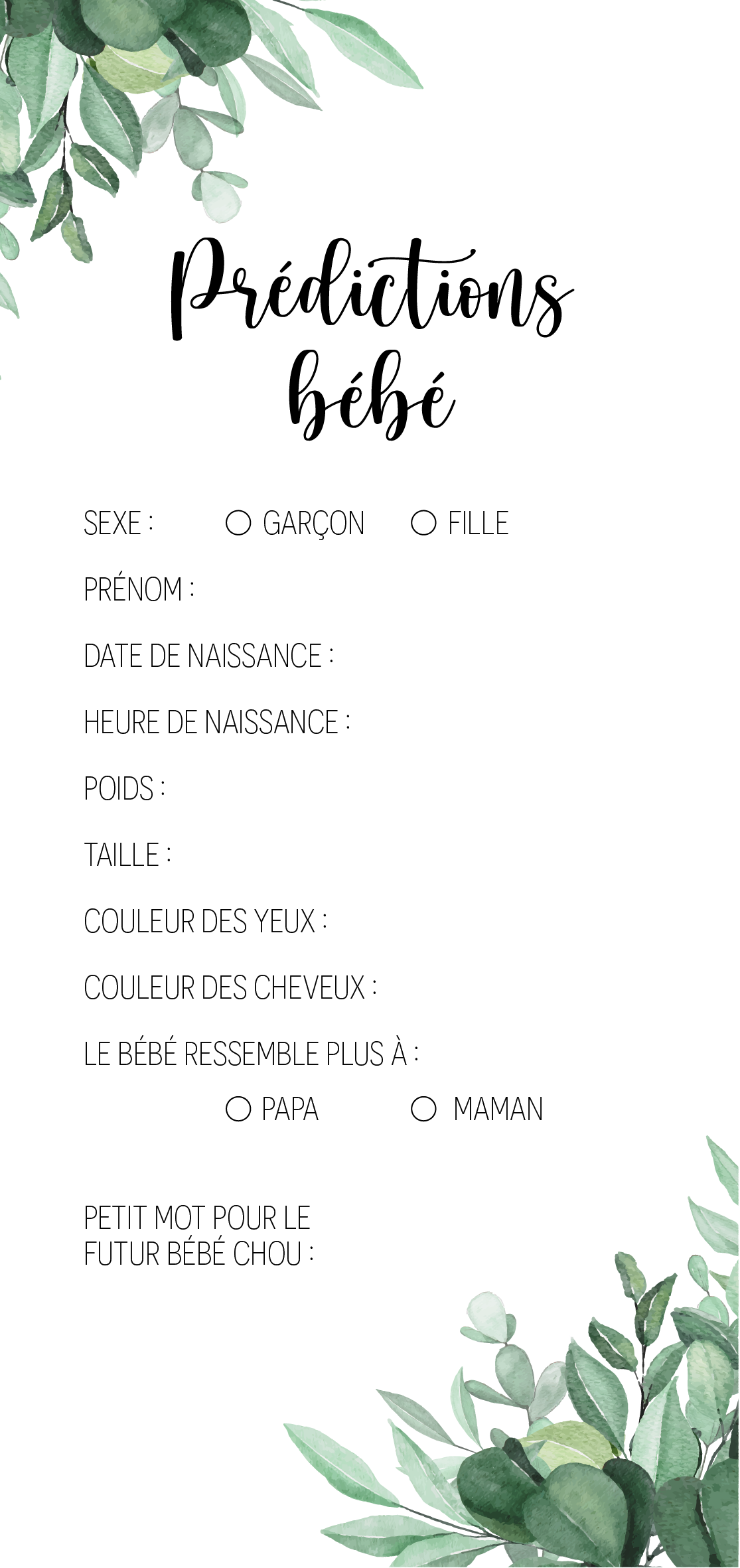 Carte prédictions bébé