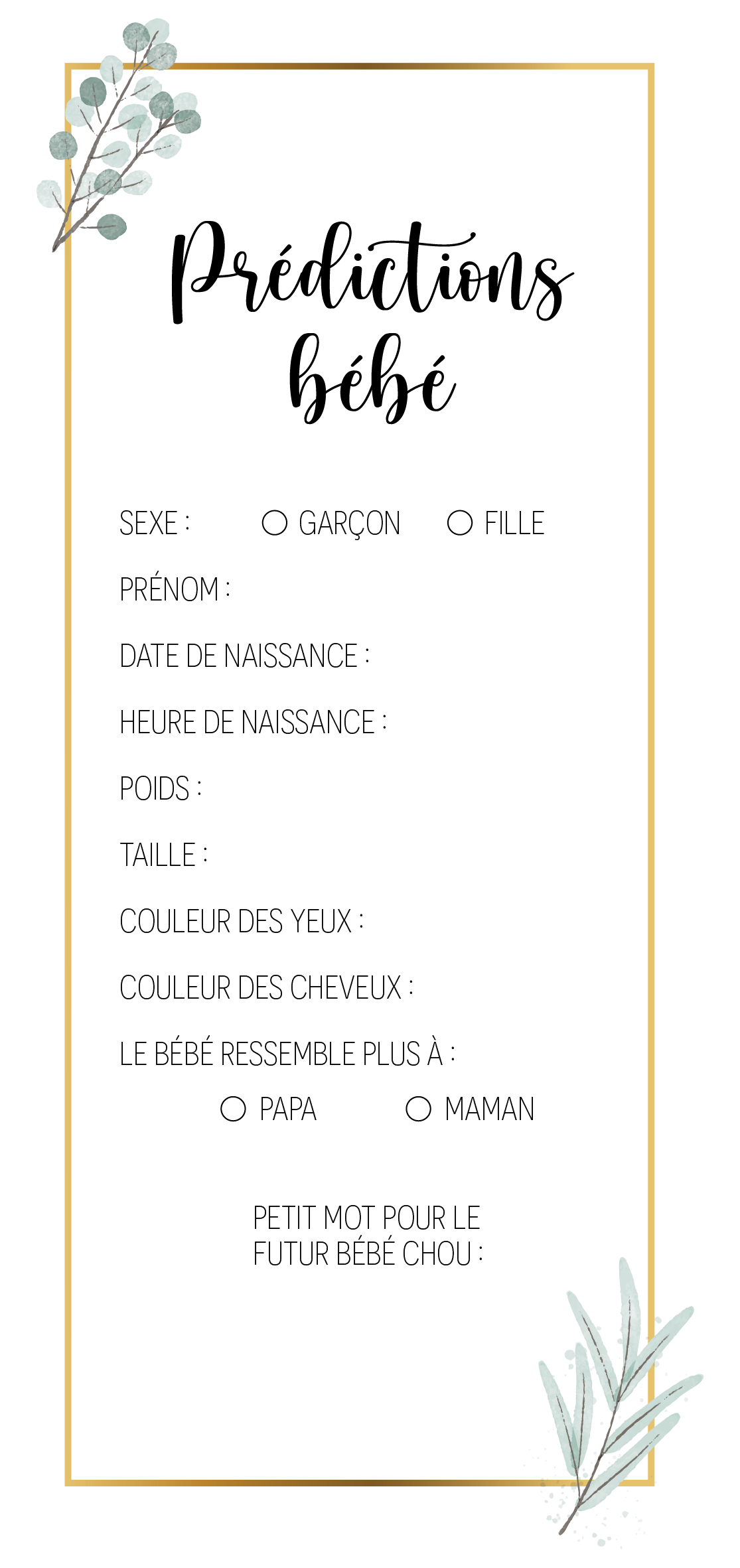 Carte prédictions bébé