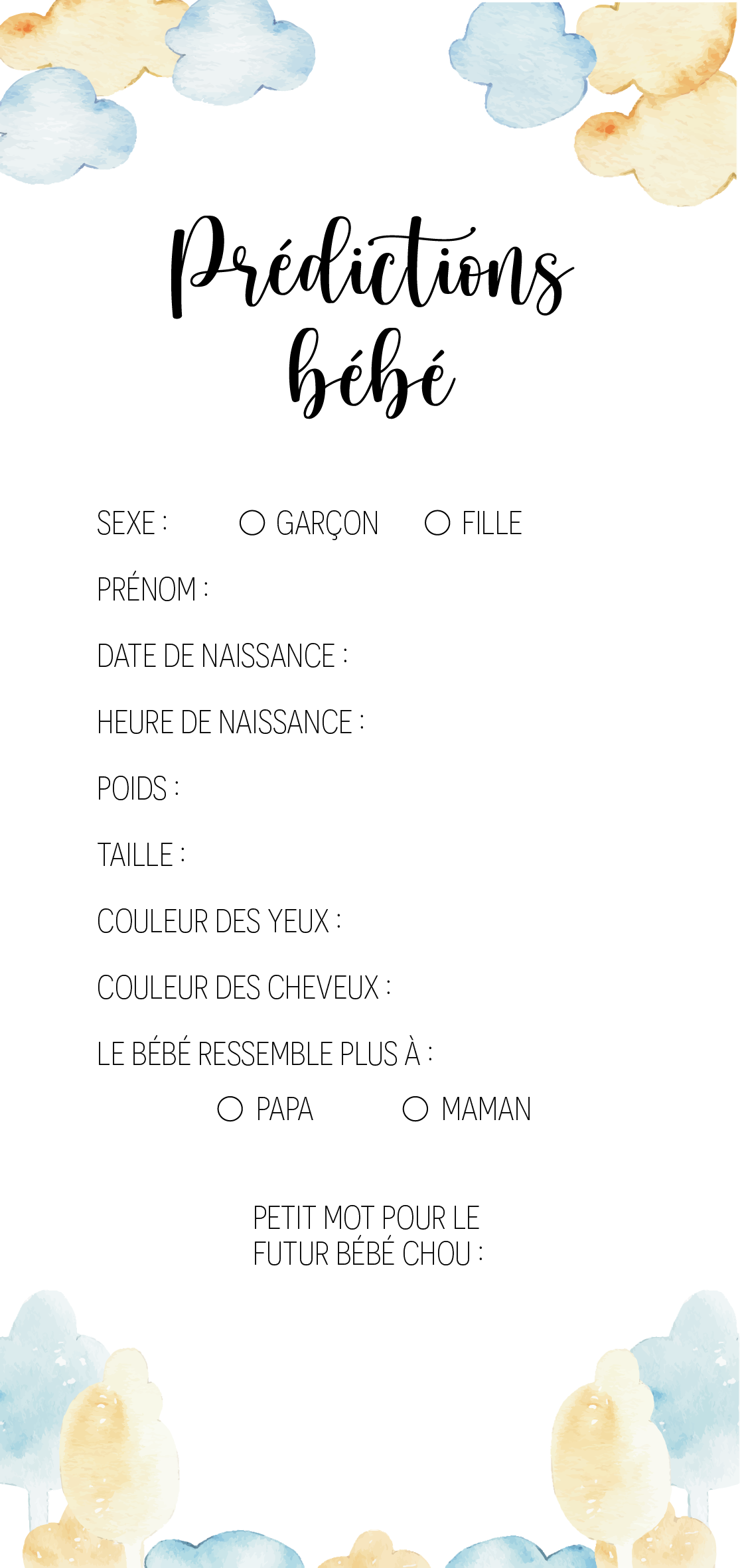 Carte prédictions bébé
