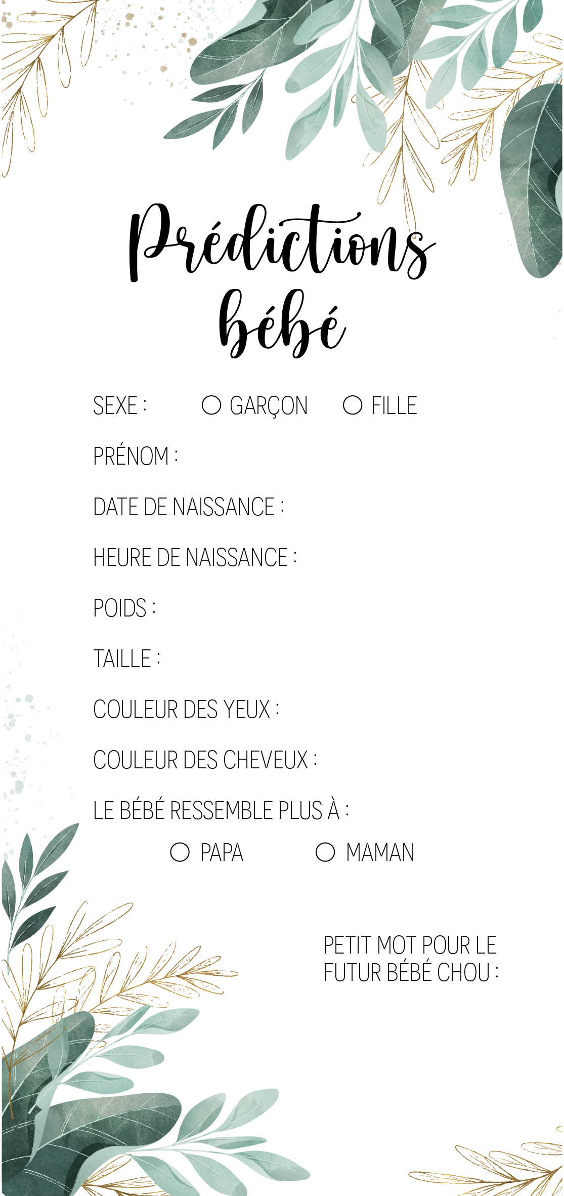 Carte prédictions bébé